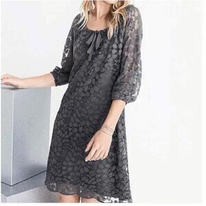 Garnet Hill Boheme Easy Lace Dress Womens Sz 2 Knee Length 3/4 Sleeves Romantic